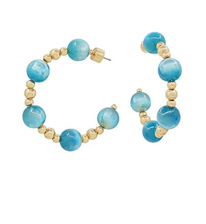 Bead & CCB Ball Hoop Earrings
