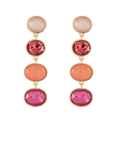 Linear Oval Stone Earrings