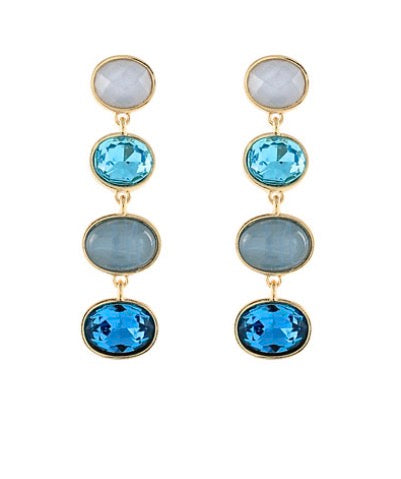 Linear Oval Stone Earrings