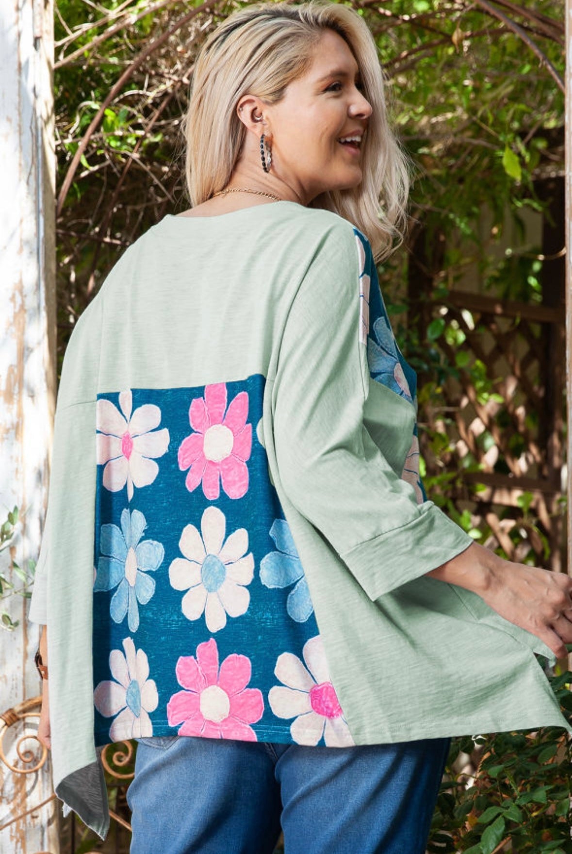 Flower Patchwork High Low Top