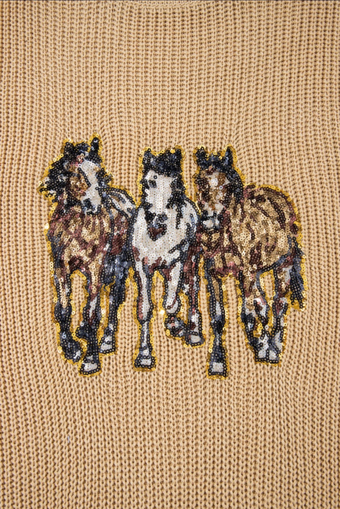 Sequin Horse Graphic Lightweight Knitted Sweater Vest