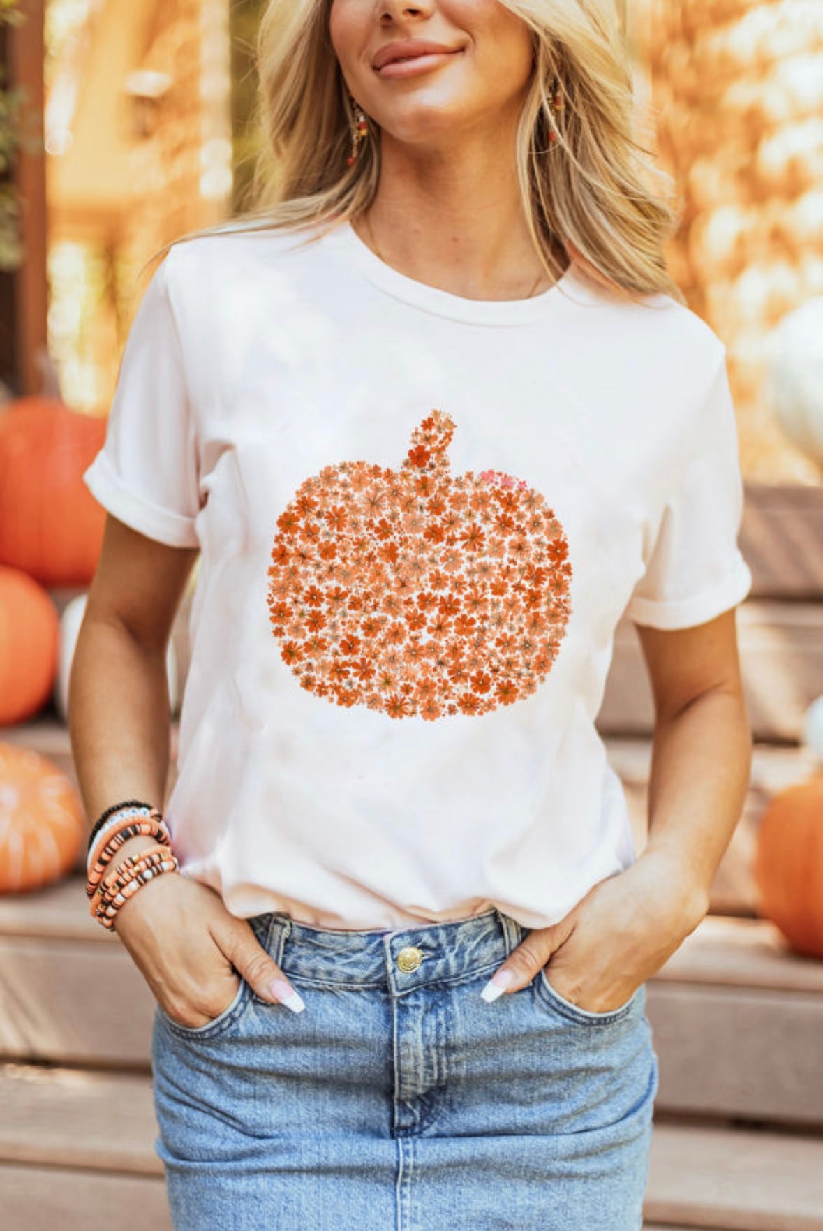 Floral Pumpkin Custom Graphic Tee