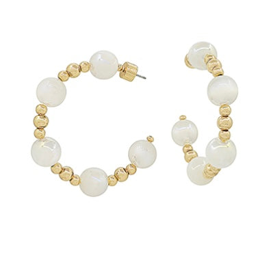 Bead & CCB Ball Hoop Earrings
