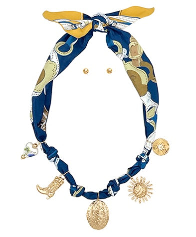 Scarf & Multi Charm Necklace Set