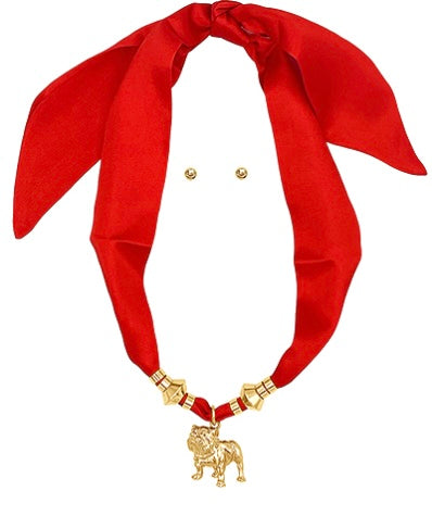 Bulldog Pendant Scarf Necklace