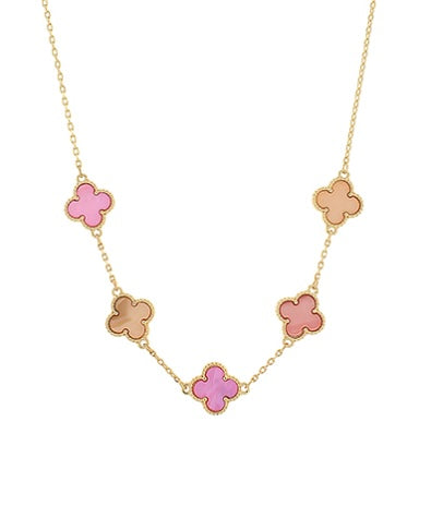 Colored Shell Clover Station Necklace