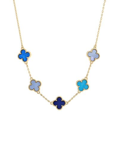 Colored Shell Clover Station Necklace