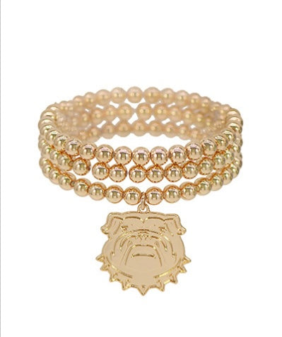 3 Row CCB Bulldog Charm Bracelet