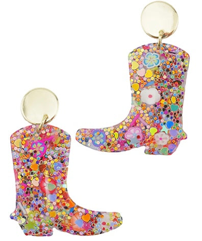 Resin Boot Dangle Earrings