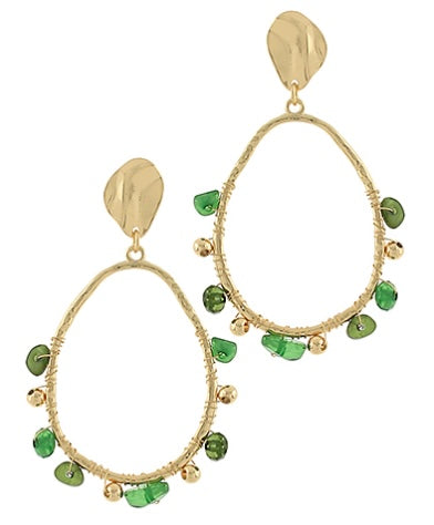 Oval Stone Station Earrings