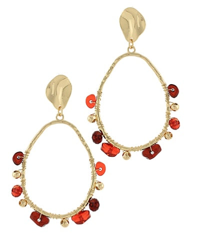 Oval Stone Station Earrings