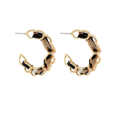 Leopard Scarf Chain Hoops