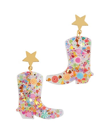 Cowboy Boots Resin Dangle Earrings
