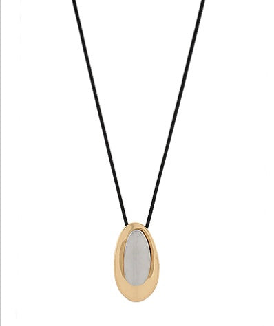 Textured Twotone Oval Cord Necklace