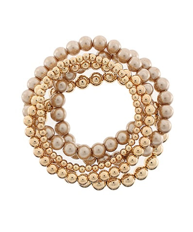 5 Row Pearl & CCB Ball Bracelet