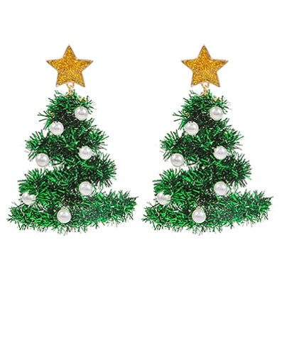 Metallic Thread Christmas Tree Earrings
