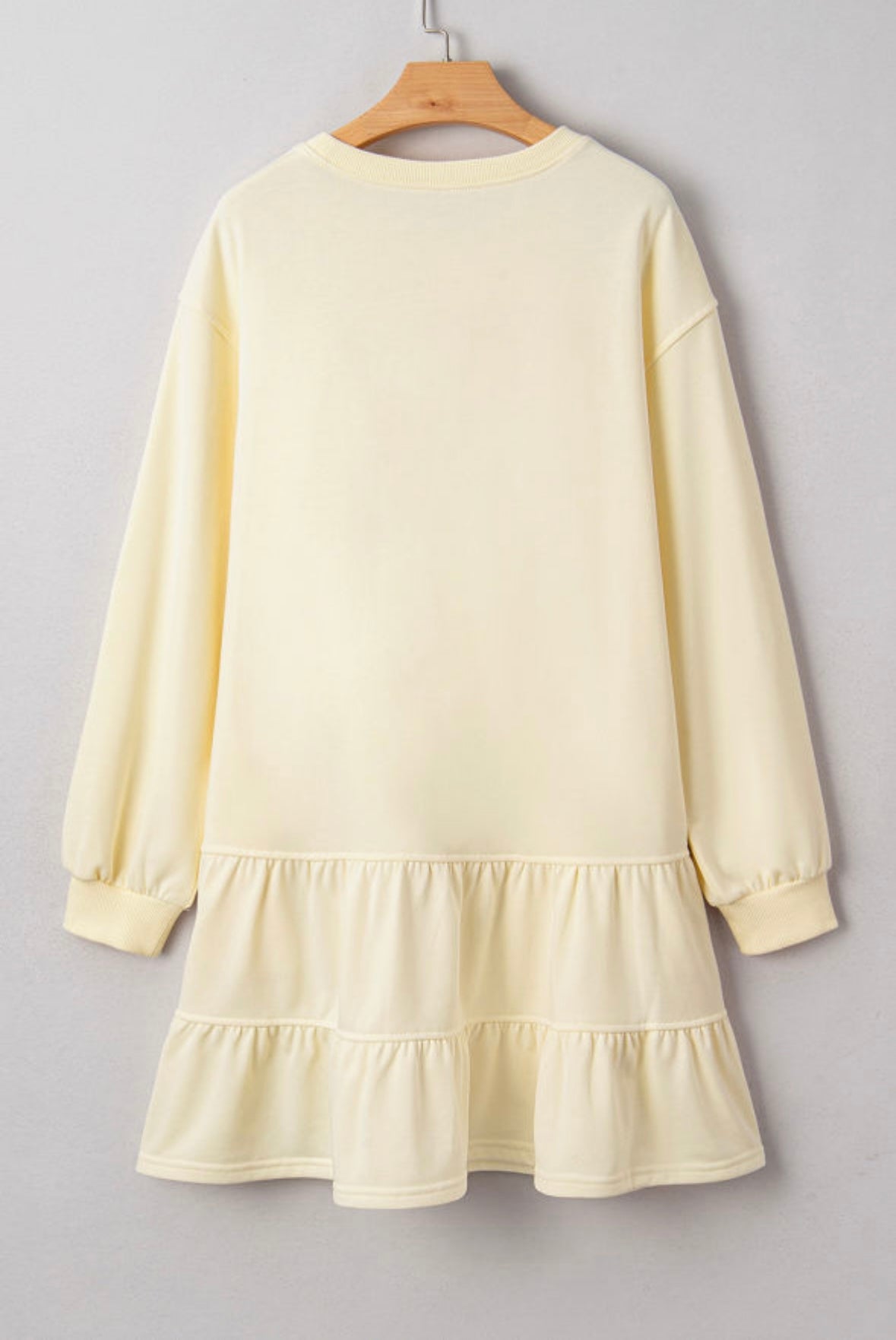 Double Tiered Ruffle Hem Long Sleeve Loose Mini Dress