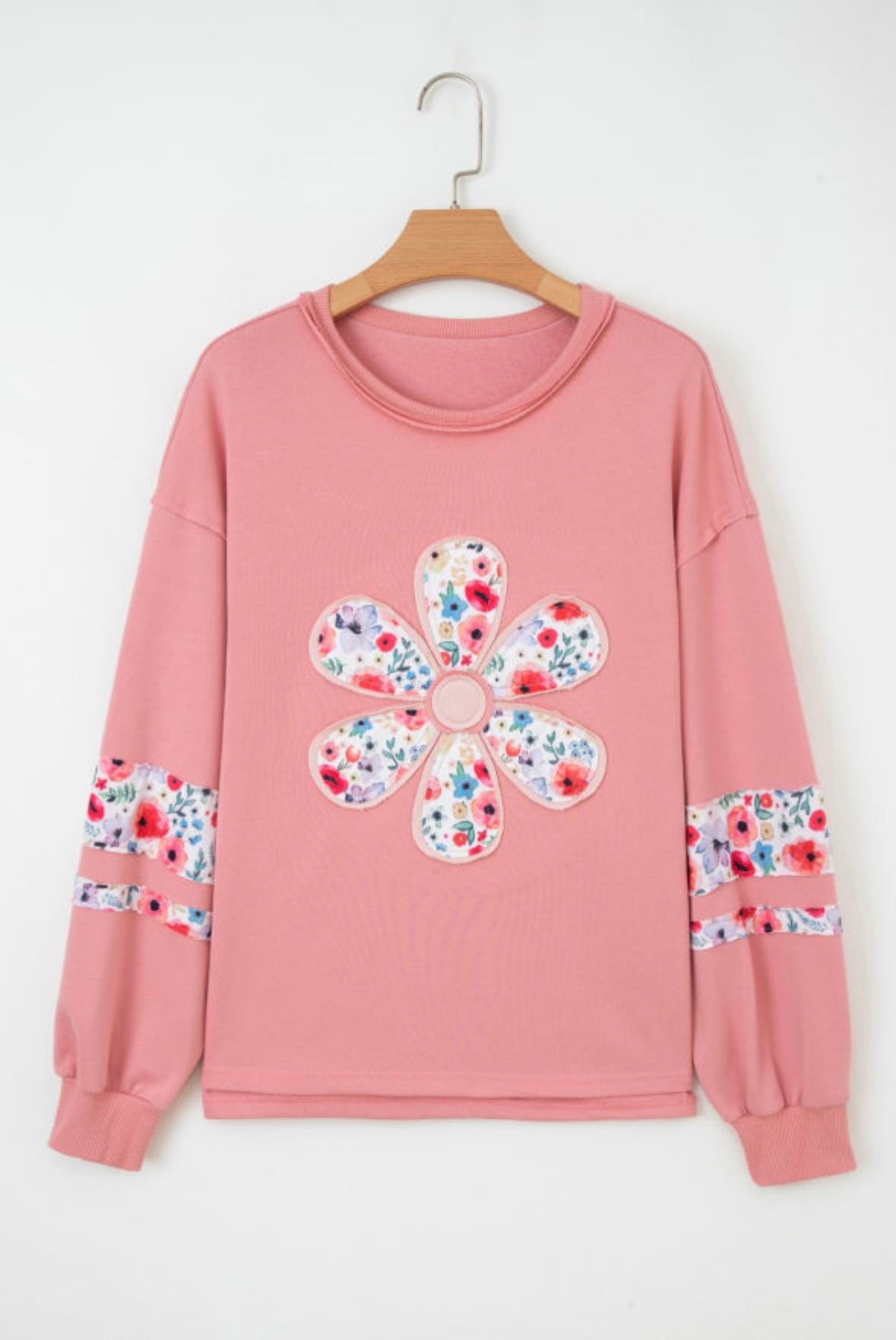 Floral Appliqué Drop Shoulder Shirt