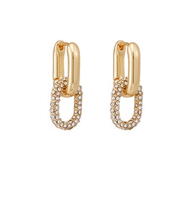 Crystal Beaded Oval Huggie