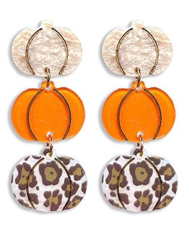 3 Pumpkin Dangle Earrings