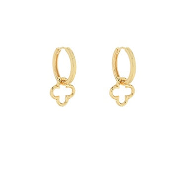Open Clover Charm Hoops