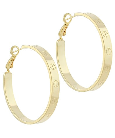 Engraved Nail Head Hypoallergenic Hoops