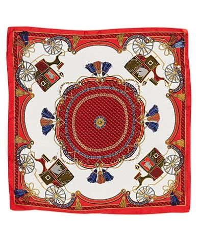 Carriage & Tassel Print Silky Bandana