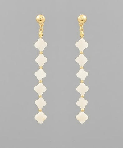6 MOP Clover Linear Earrings
