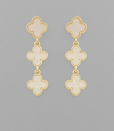 MOP Clover Drop Earrings