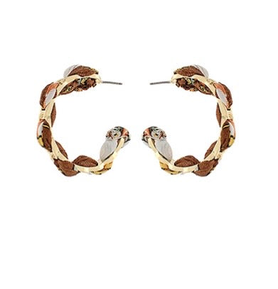 Scarf Fabric Oval Chain Hoops