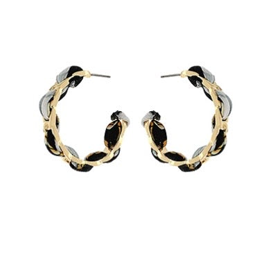 Scarf Fabric Oval Chain Hoops