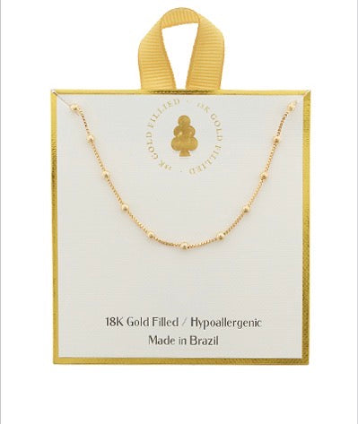 Ball Station Chain Necklace 18k Gold Filled