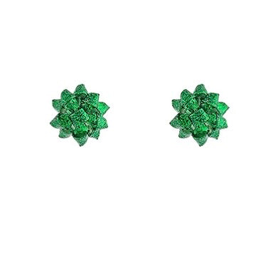 Christmas Gift Bow Glitter Studs