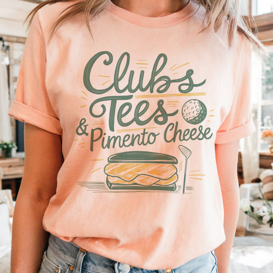 Clubs, Tees & Pimento Cheese Golf Tournament Graphic Tee