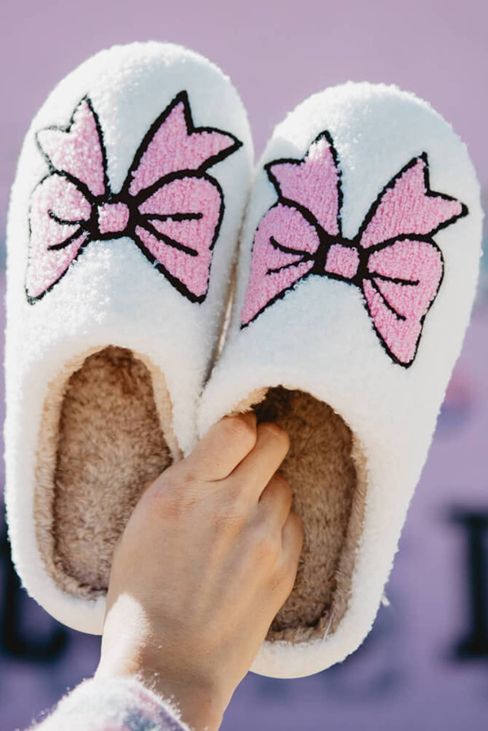 Bowknot Plush Slippers