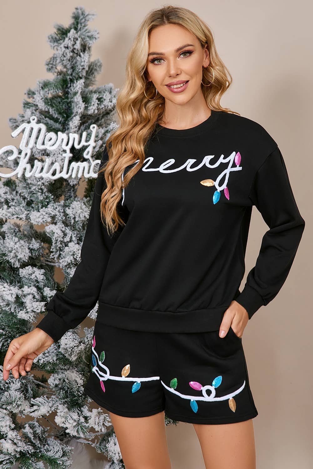 Merry Sequin Pullover Set