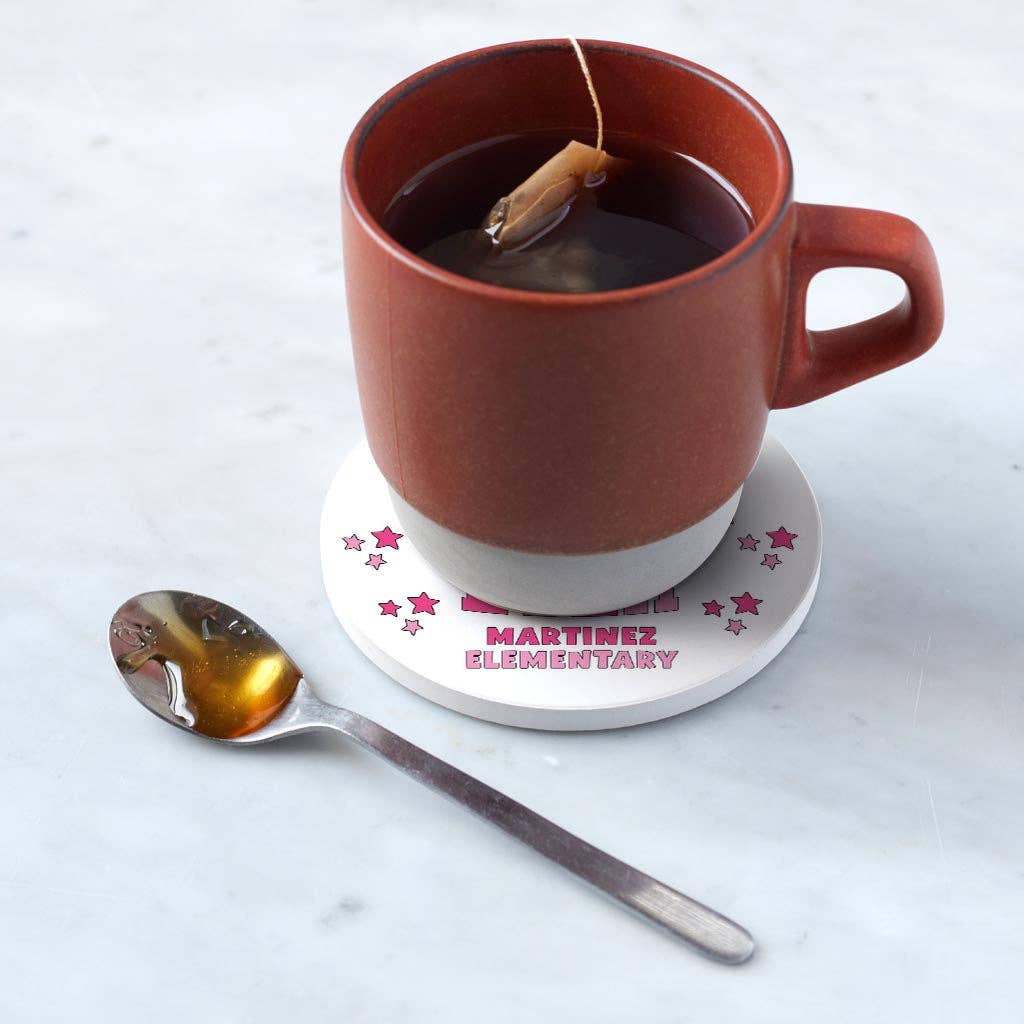 "Best Teacher Ever Martinez Elementary" Ceramic Round Coaster