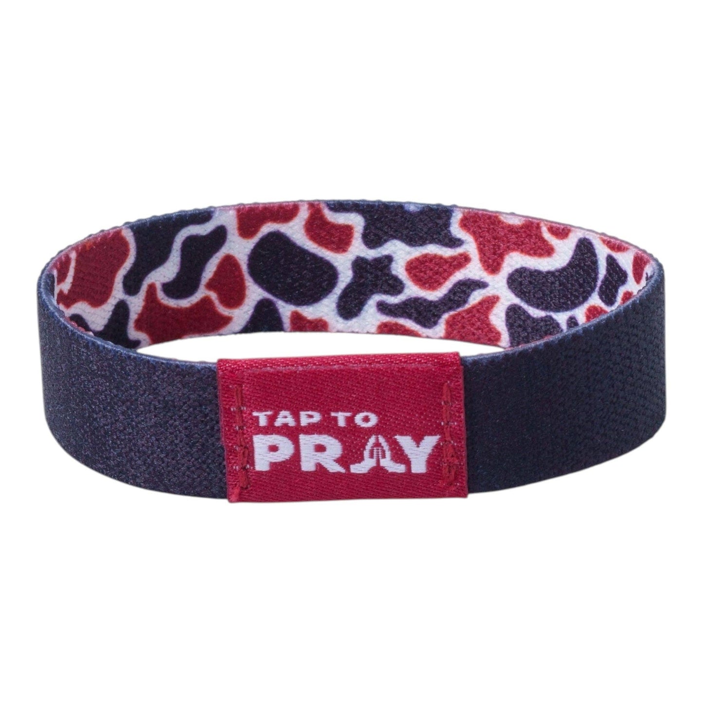 Tap To Pray® Wristband – Team Camo - Maroon & Black