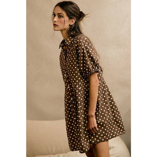 Polka Dot Twill Mini Dress