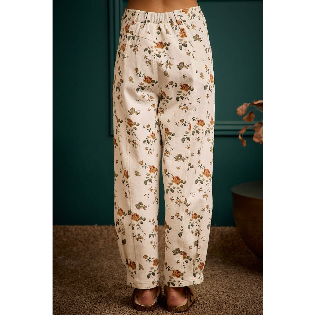 Floral Print Mid Rise Wide Pants