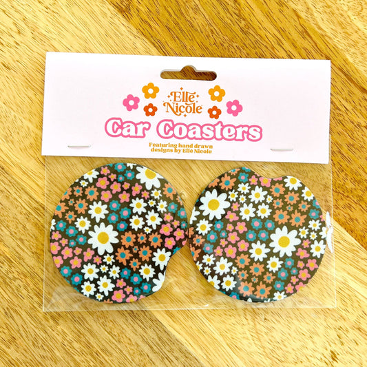 Car Cupholder Coasters - Darling Daisy