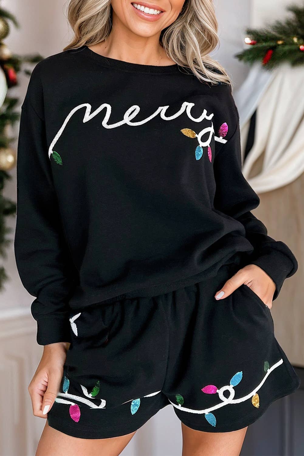 Merry Sequin Pullover Set