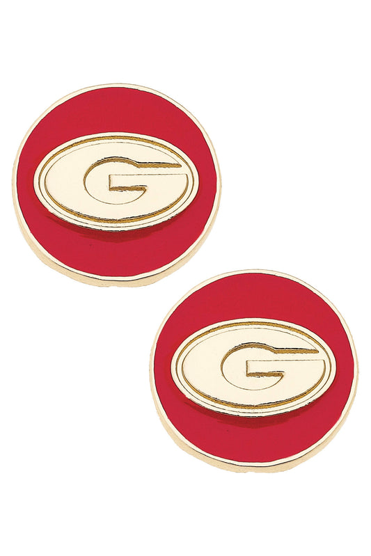 Georgia Bulldogs Logo Circle Stud Earrings
