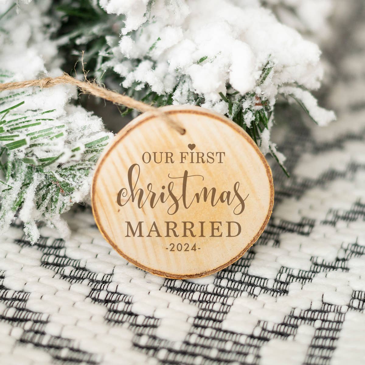 First Christmas Married 2024 Wood Ornament