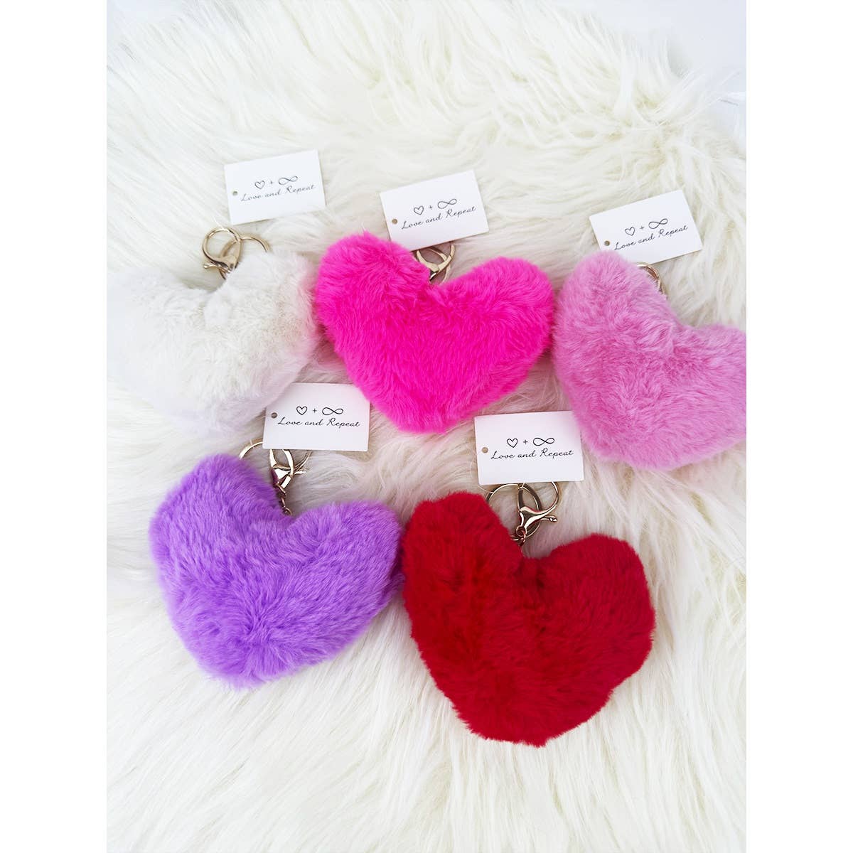 Pom Pom Heart Shape Plush Keychain