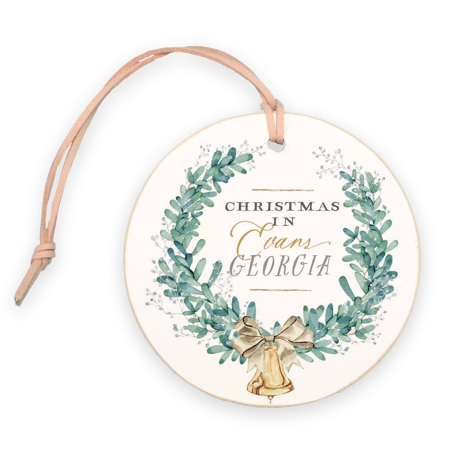 "Christmas in Evans Georgia" Classic Christmas Wreath Ornament