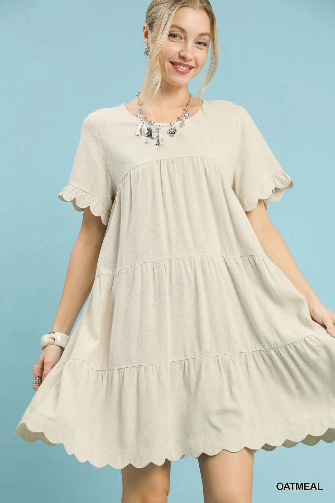 Linen Tiered Babydoll Dress